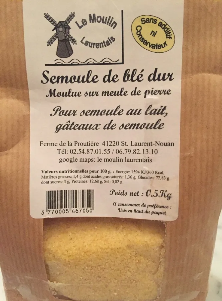Semoule de blé dur moulue sur meule de pierre