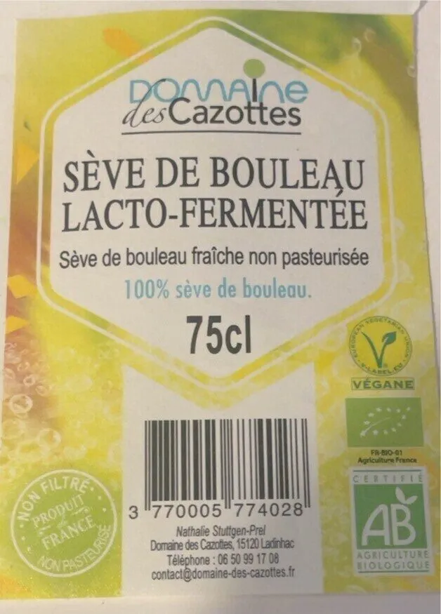 Sève de bouleau lacto fermentée 75cl