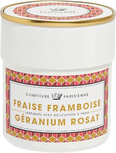 Confiture Fraise Framboise et Géranium rosat