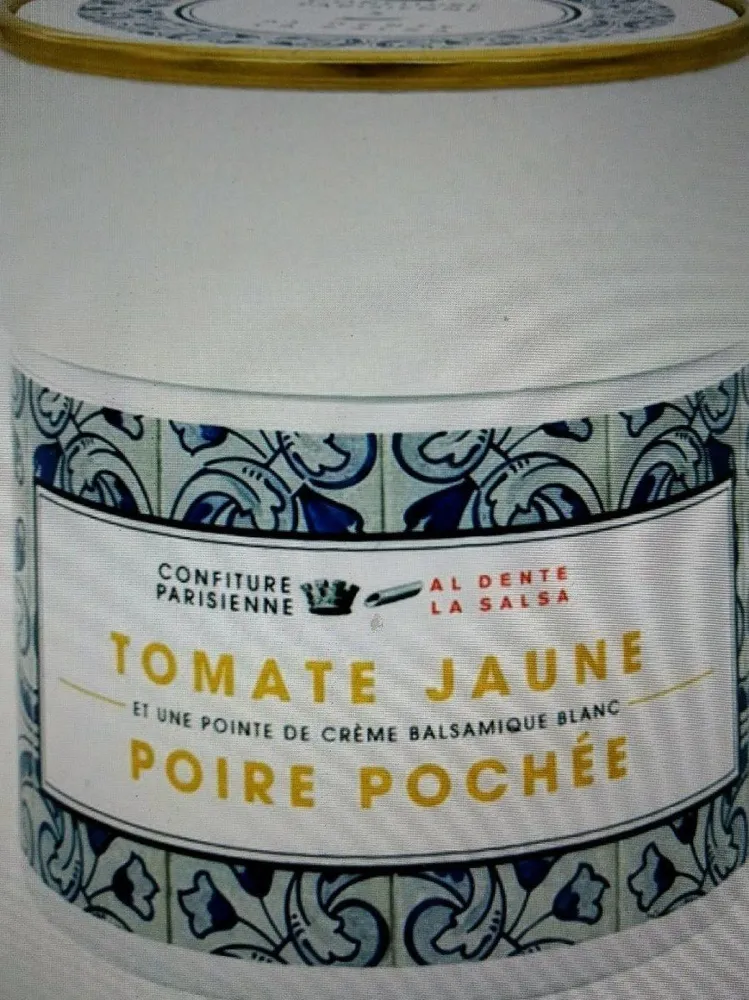 Confiture Tomates jaune et poire pochée