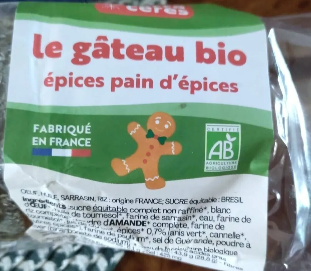 Gâteau bio pain d'épices