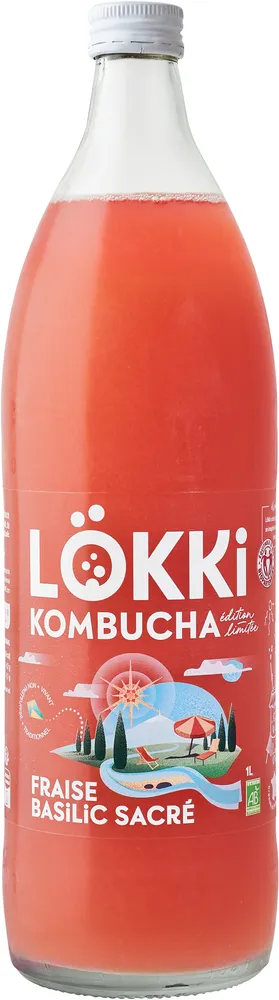 Kombucha Fraise-Basilic Sacré