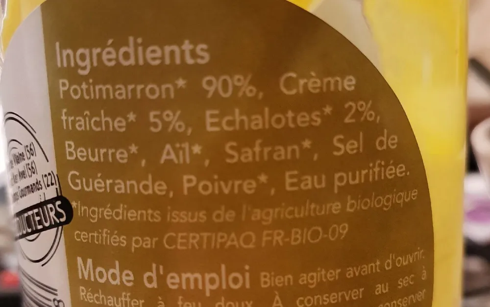 Velouté Potimarron Safran