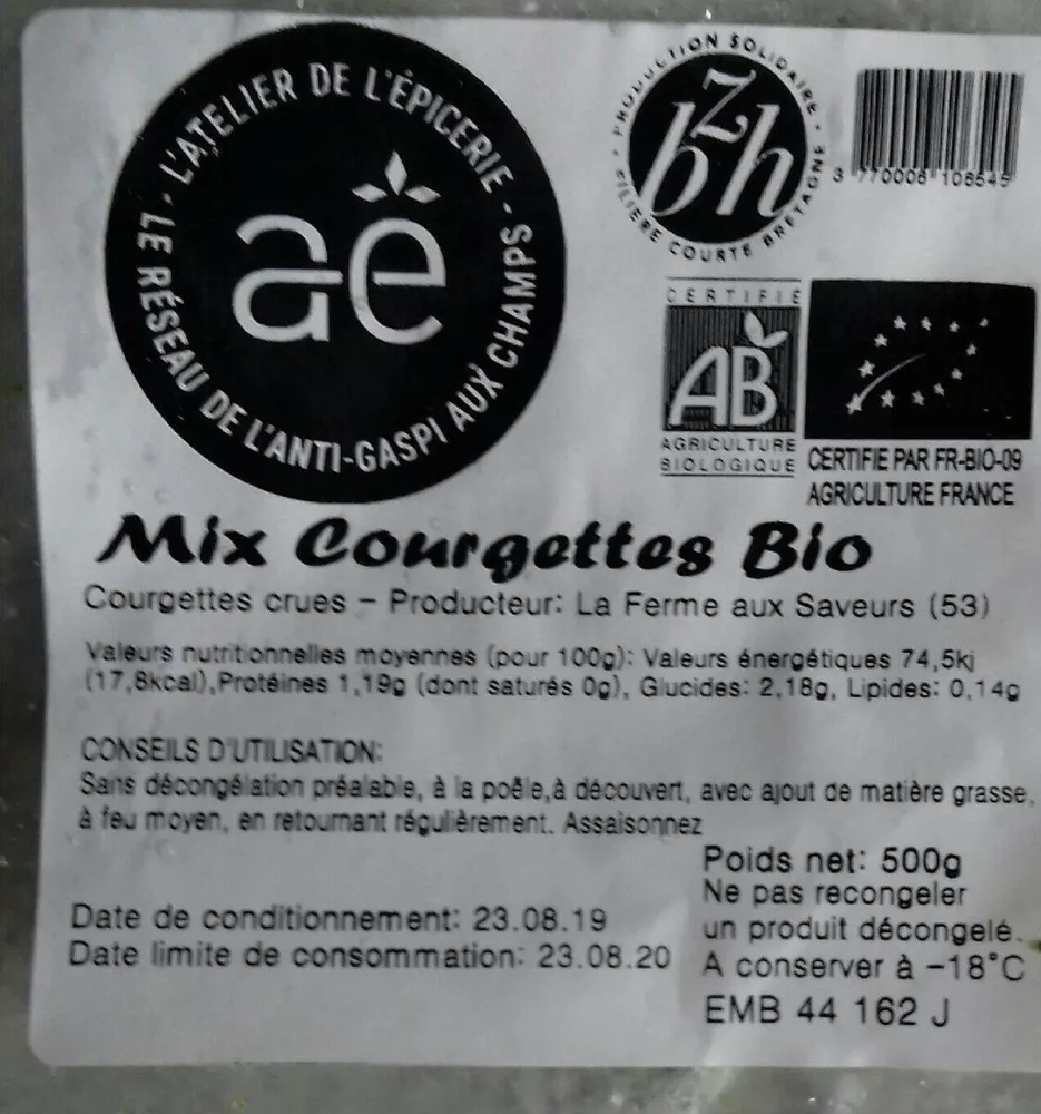 Mixte de courgette bio
