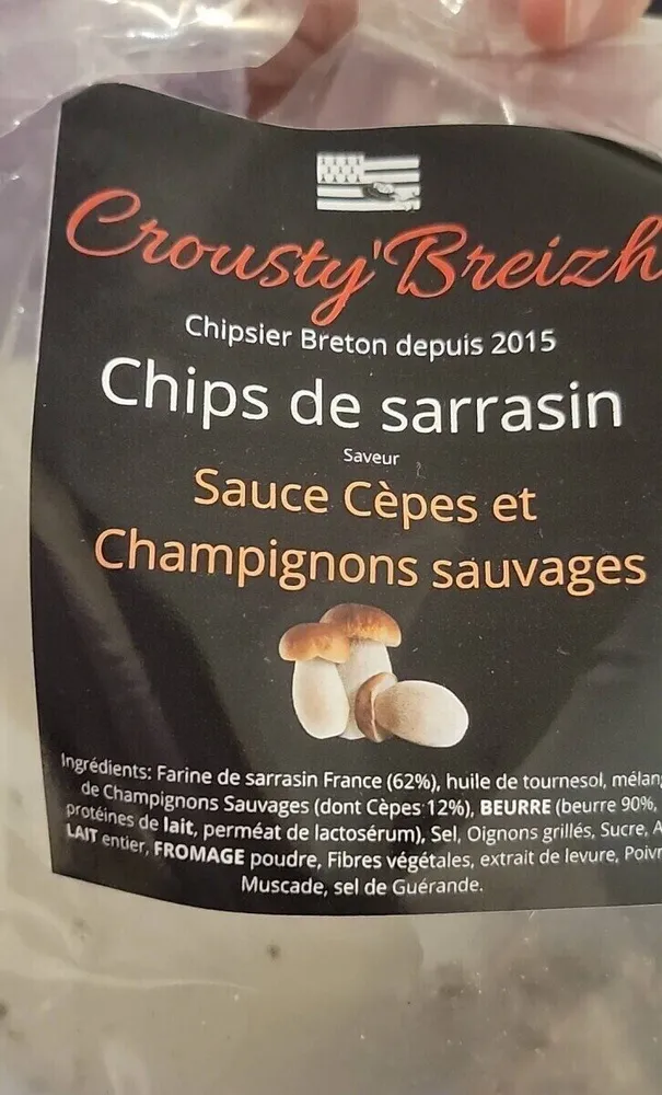 Chips de sarrasin sauce cèpes et champignons sauvages
