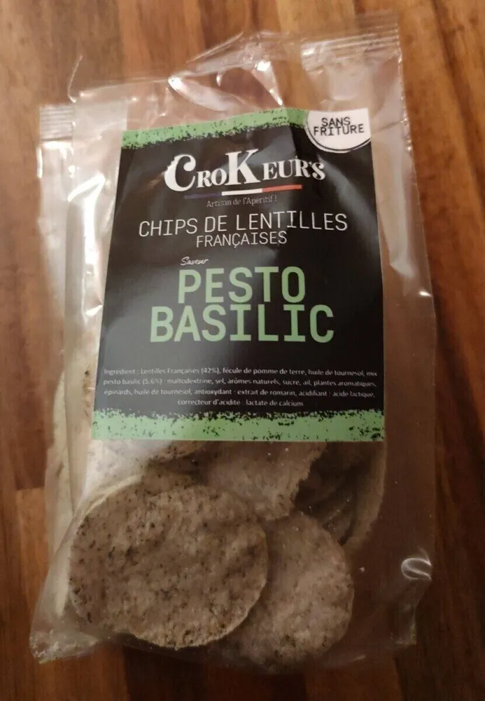 Chips de lentilles françaises pesto basili
