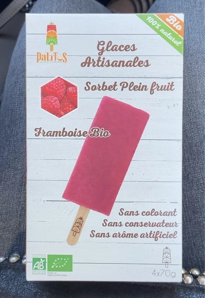 Glaces Artisanale Sorbet Plein Fruit Framboise Bio
