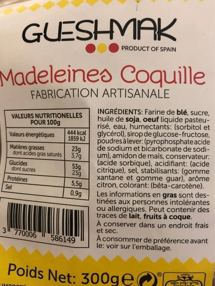 Madeleines coquille