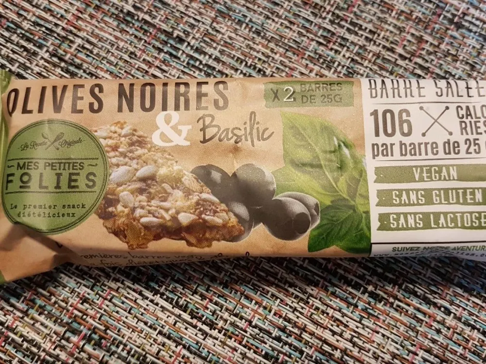 Barres olives noires et basilic