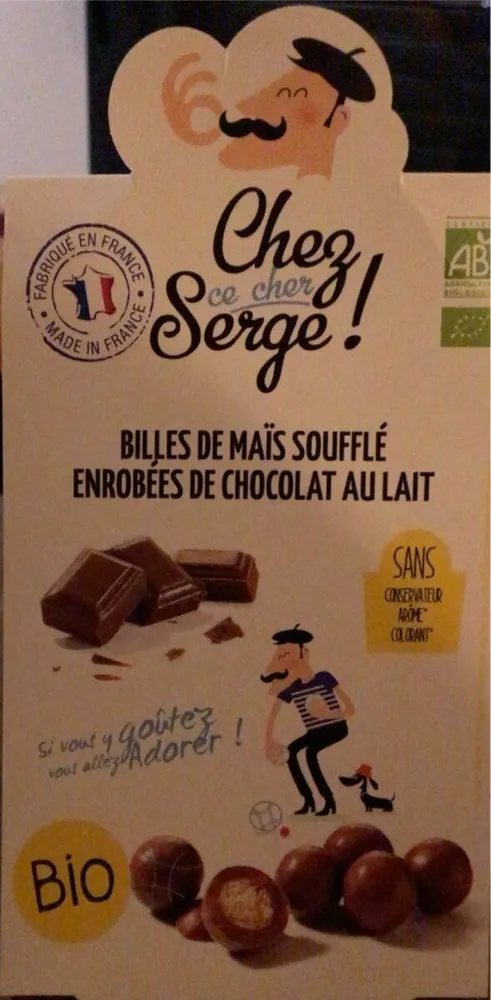 Billes de maïs soufflé enrobées de chocolat au lait