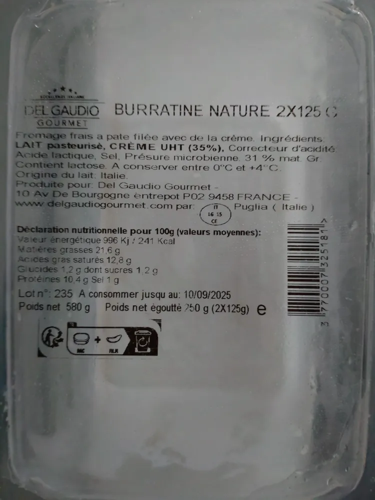 Burratine Nature 2x125 g