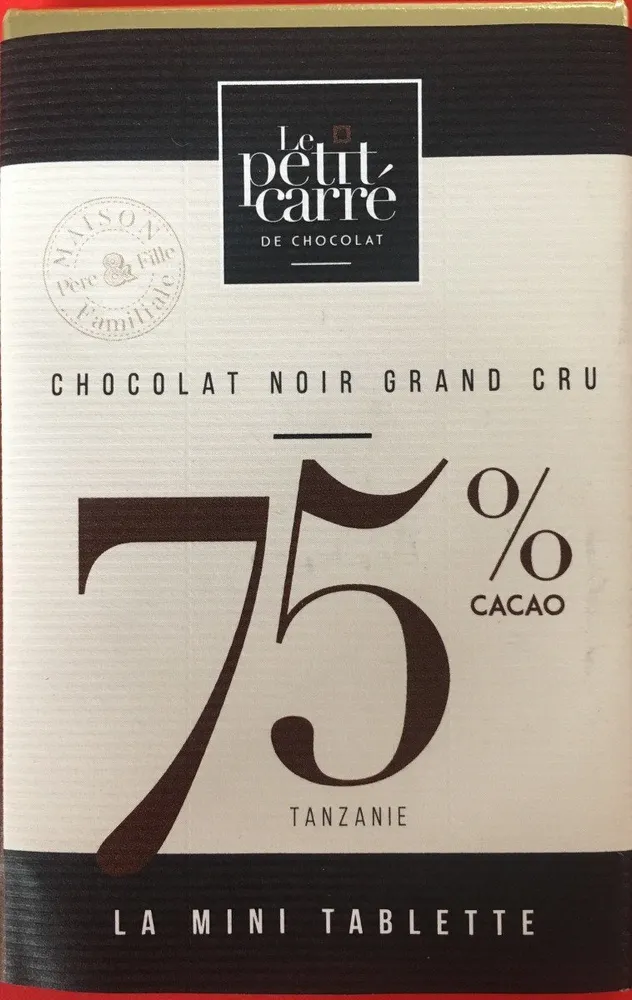 Chocolat noir grand cru 75% Tanzanie Le Petit Carré