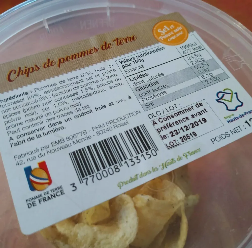 Chips de pommes de terre
