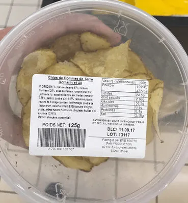 Chips de Pommes de Terre Romarin et Ail