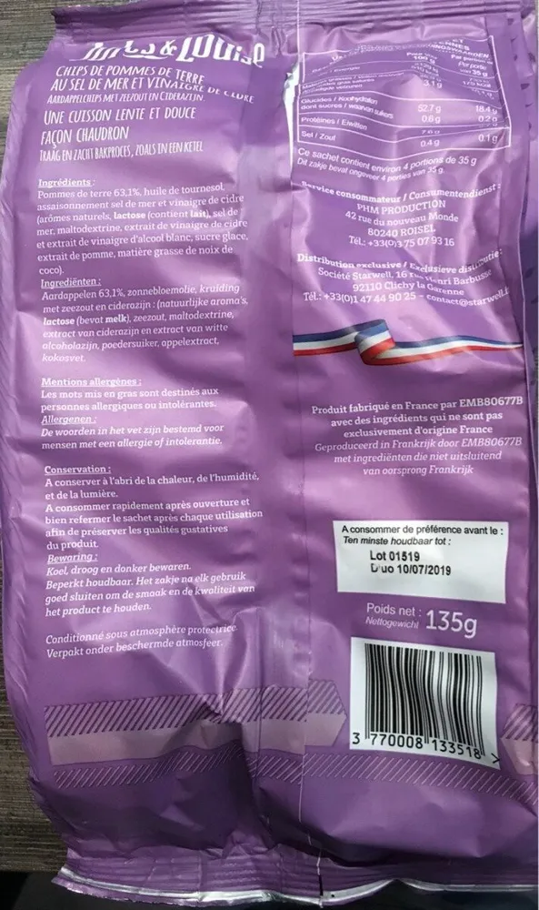 Chips traditionnelles de qualité