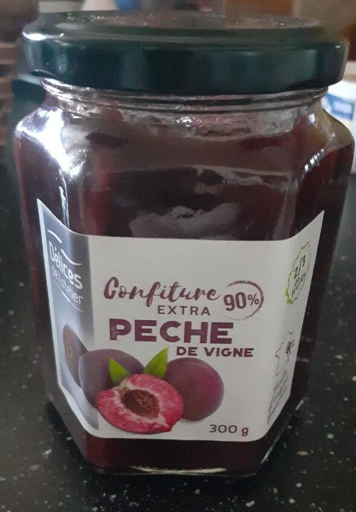 Confiture extra pêche de vigne