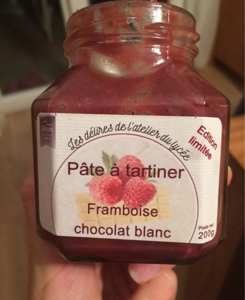 Pâte à tartiner framboise chocolat blanc
