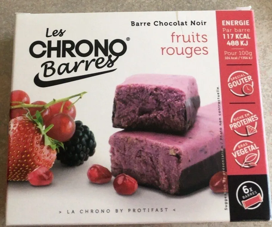 Barres chocolat noir fruits rouges