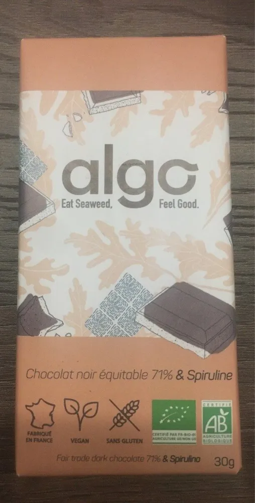 Chocolat noir équitable 71% & Spiruline