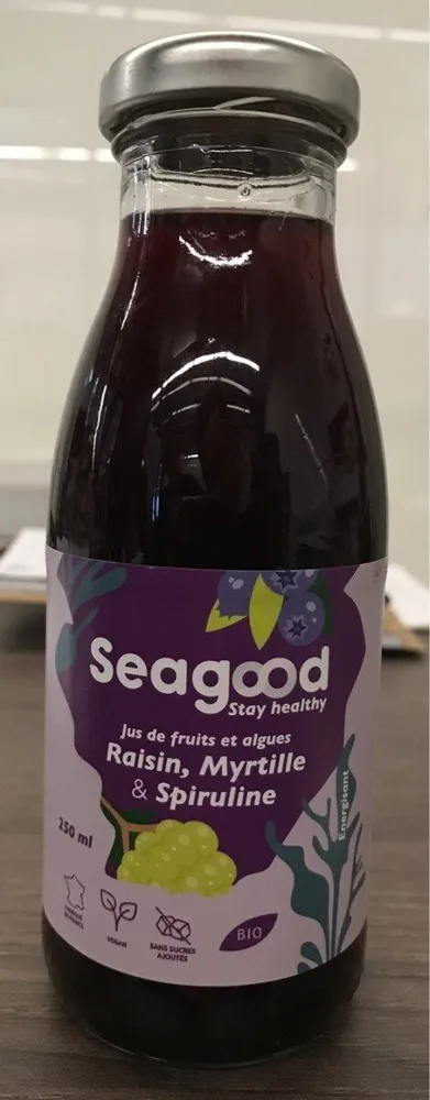 Jus de fruits et algues Raisin, Myrtille, Spiruline