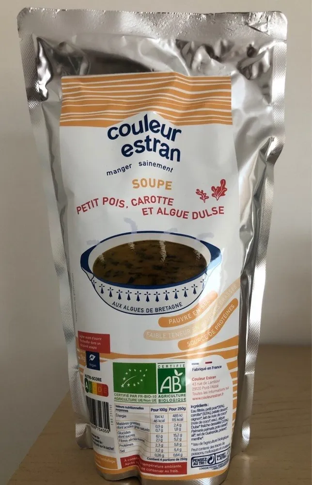 Soupe Petit pois, carotte et algue Dulse 1kg