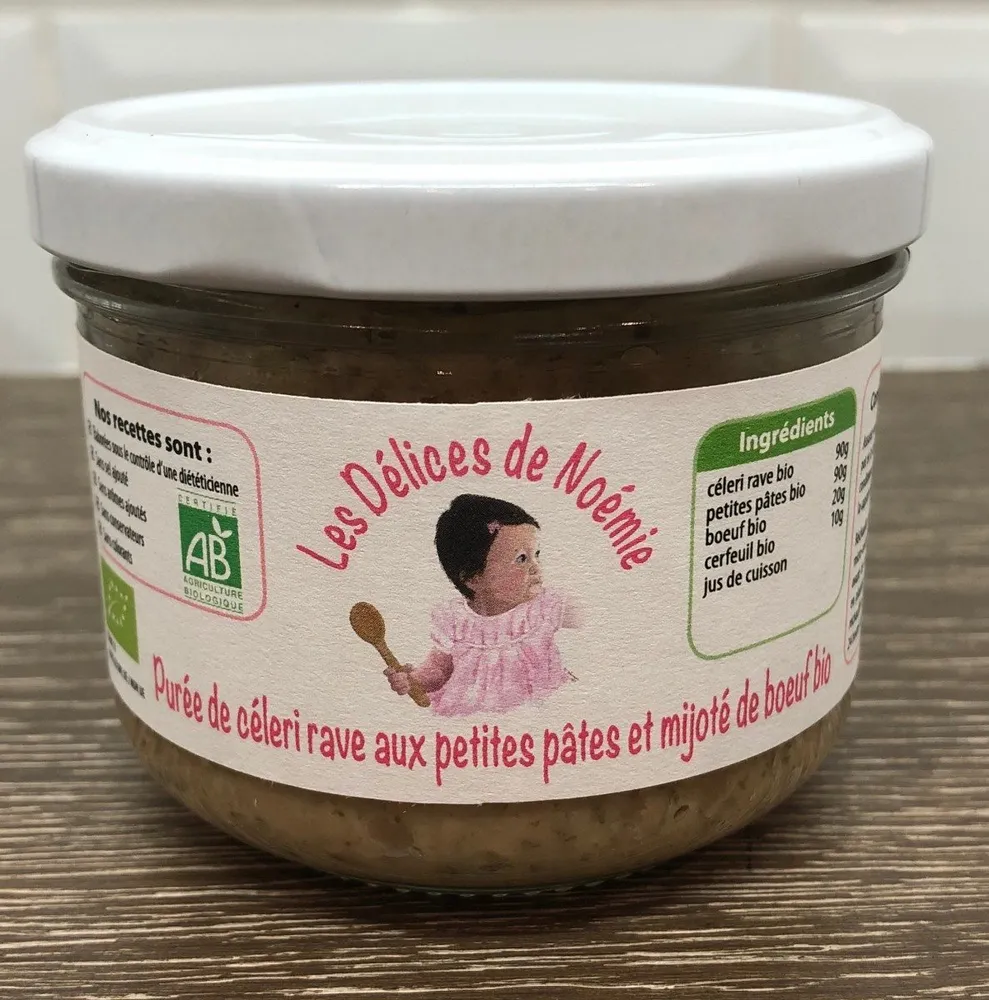 Purée de céleri rave aux petites pates et mijoté de boeuf bio