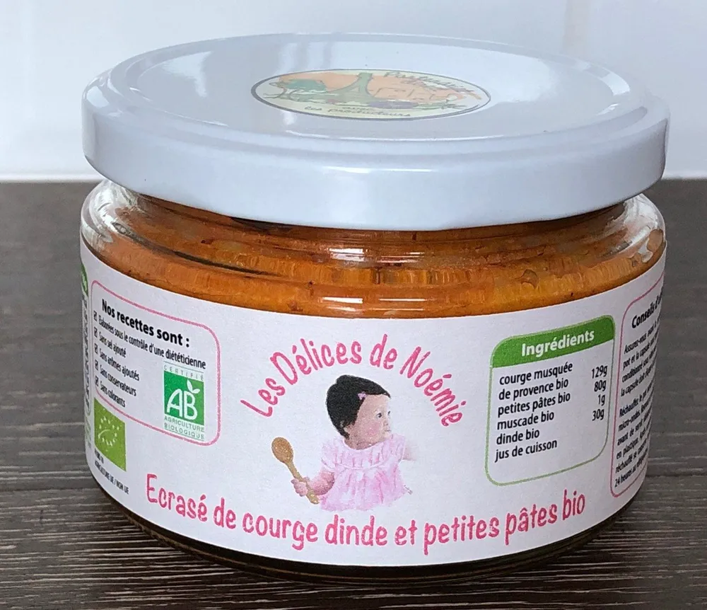 Ecrasé de courge dinde et petites pates bio