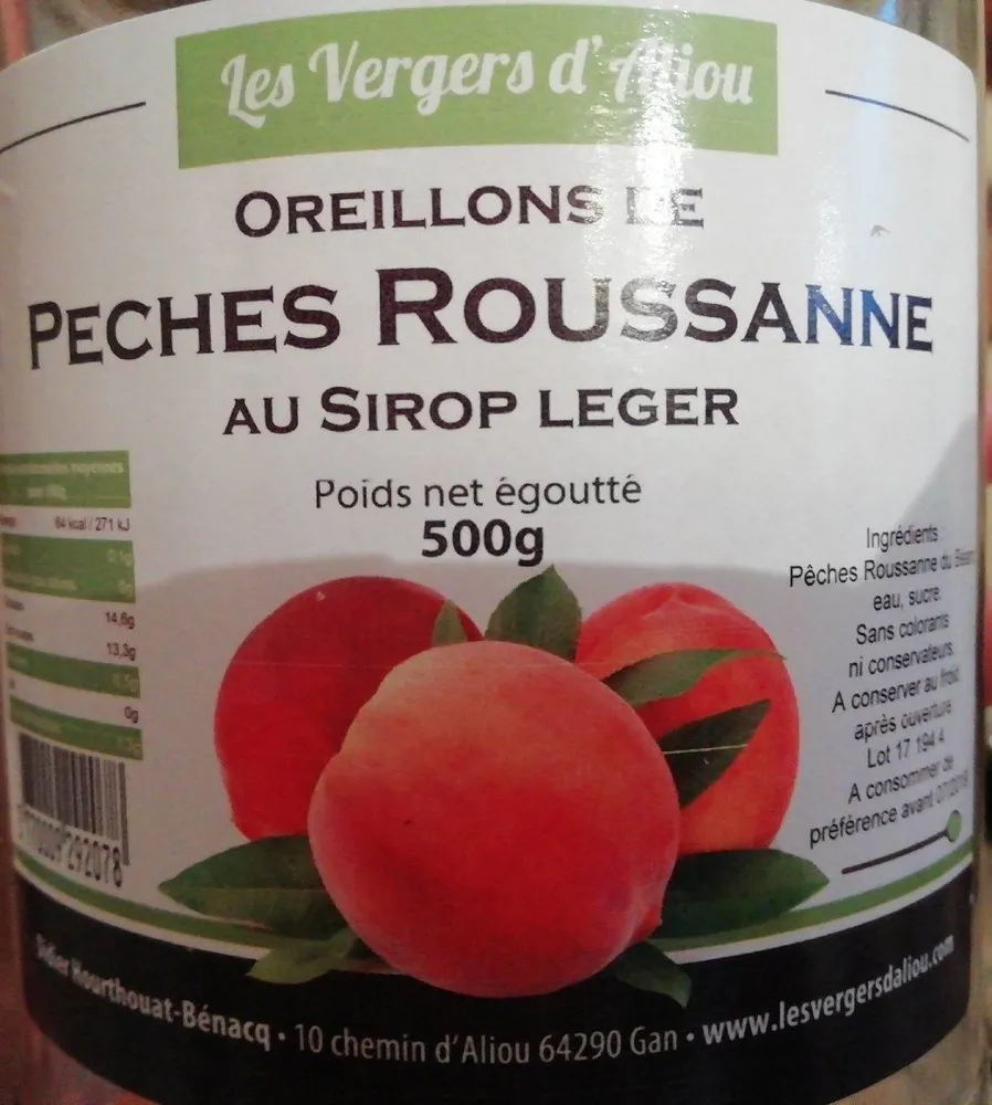 Oreillons de peches roussanne