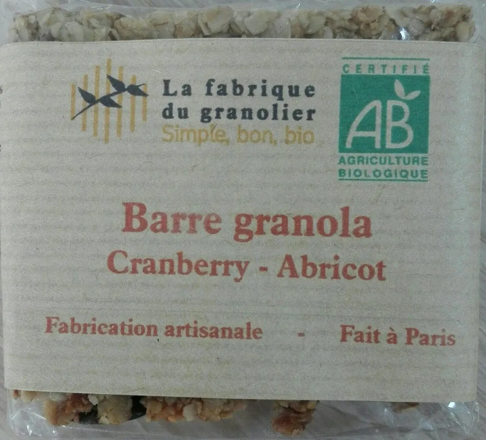 Barre granola Cranberry Abricot