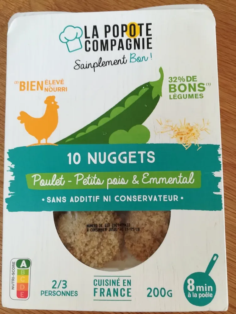 Nuggets Poulet Petit pois et Emmental