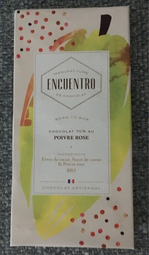 Chocolat 70% au poivre rose