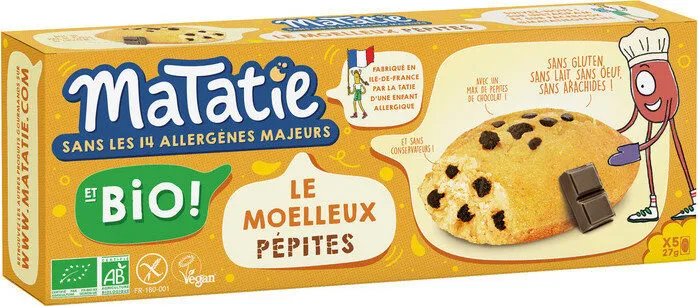 Moelleux pépites chocolat Bio sans allergènes