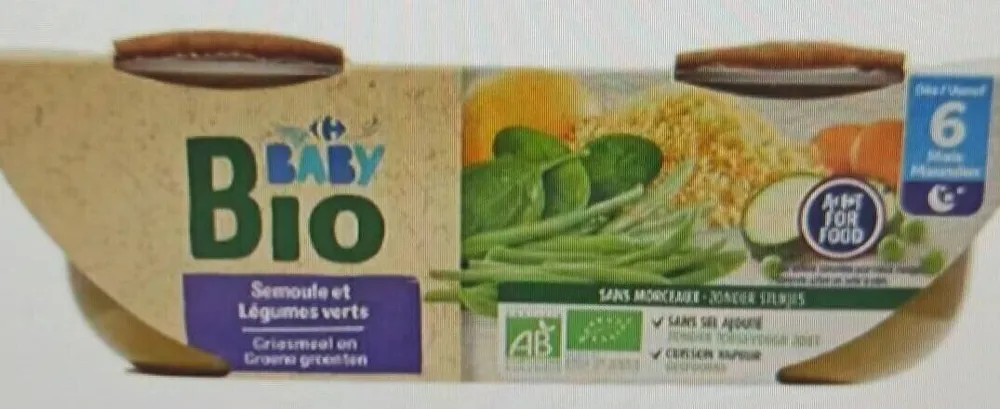 Plat bébé 6 mois semoule légumes verts