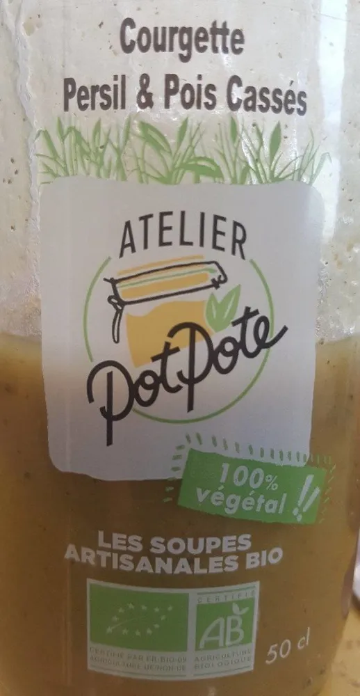 Soupe artisanal BIO Courgette Persil & Pois Cassés