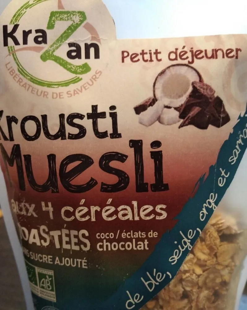 Krousti müesli aux 4 céréales toastées coco/éclats de chocolat