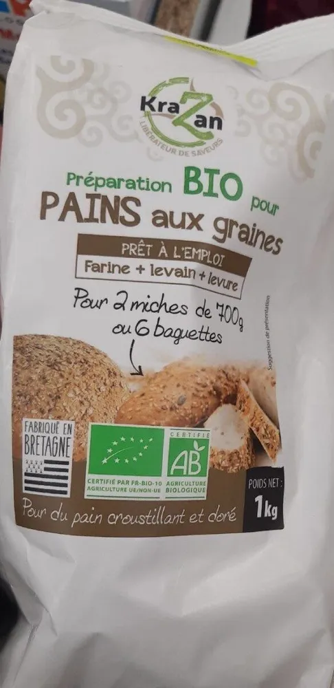 Préparation bio aux pains aux graines