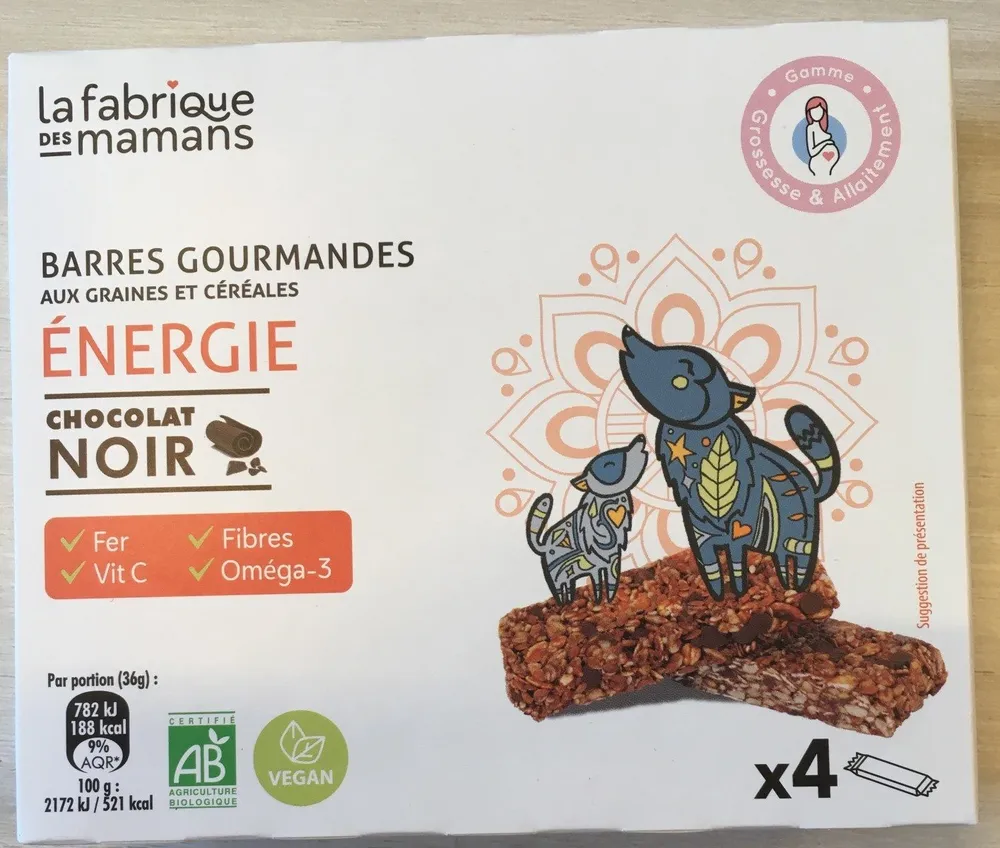 Barres gourmandes Energie Chocolat Noir