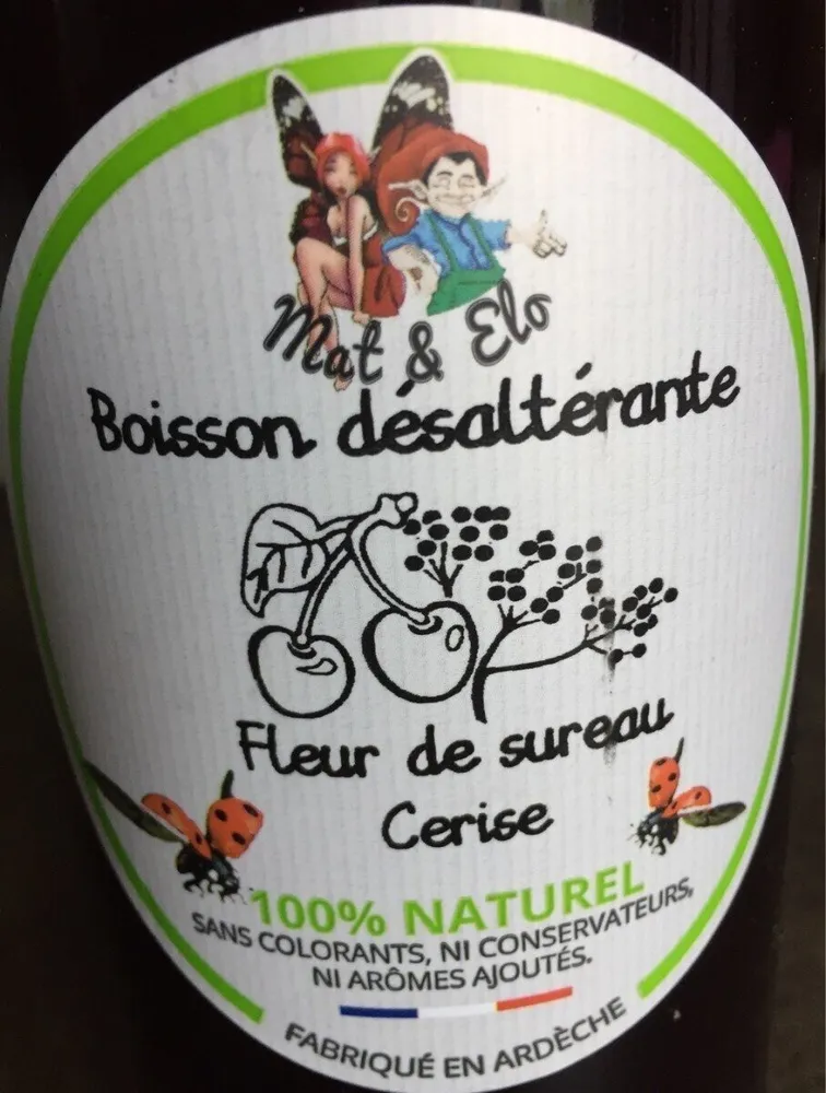 Boisson désaltérante fleur de sureau, cerise