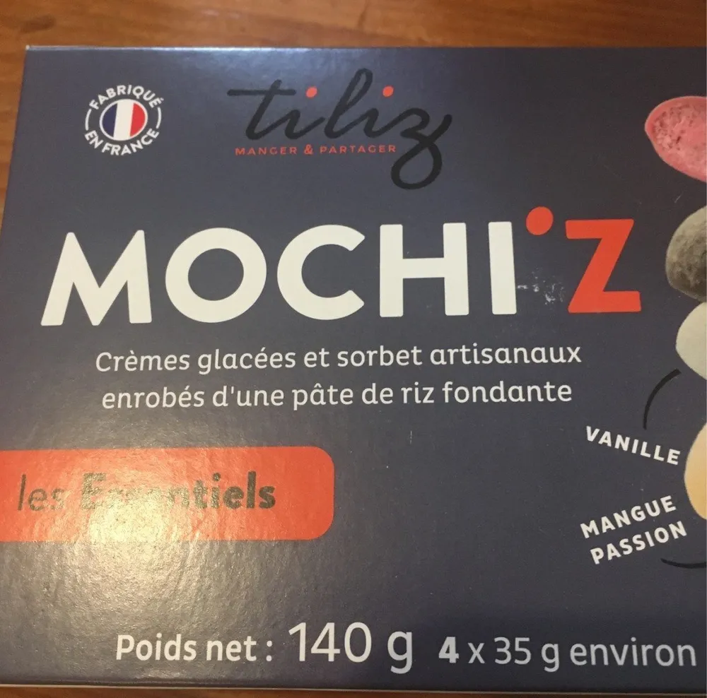Mochi'z Framboise-Litchi, Mangue-Passion,  Chocolat, Vanille