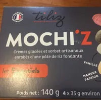 Mochi'z Framboise-Litchi, Mangue-Passion,  Chocolat, Vanille