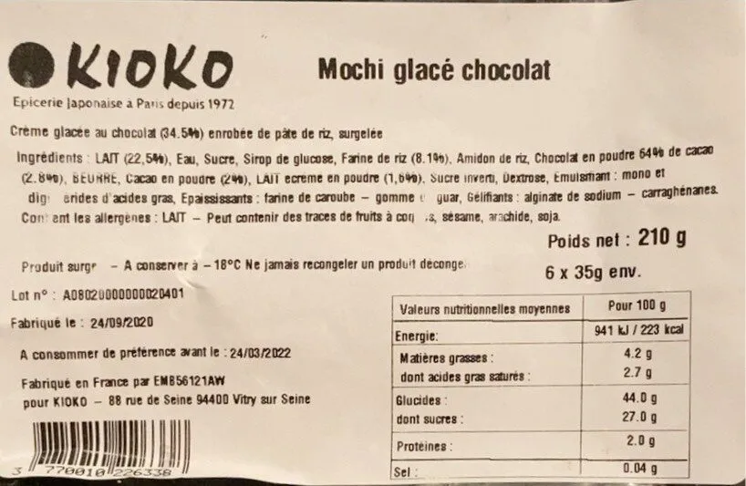 Mochi glacé chocolat