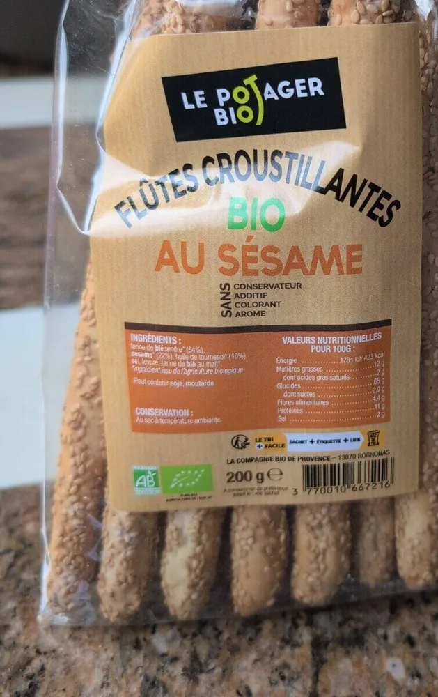 Flûtes croustillante bio au sésame