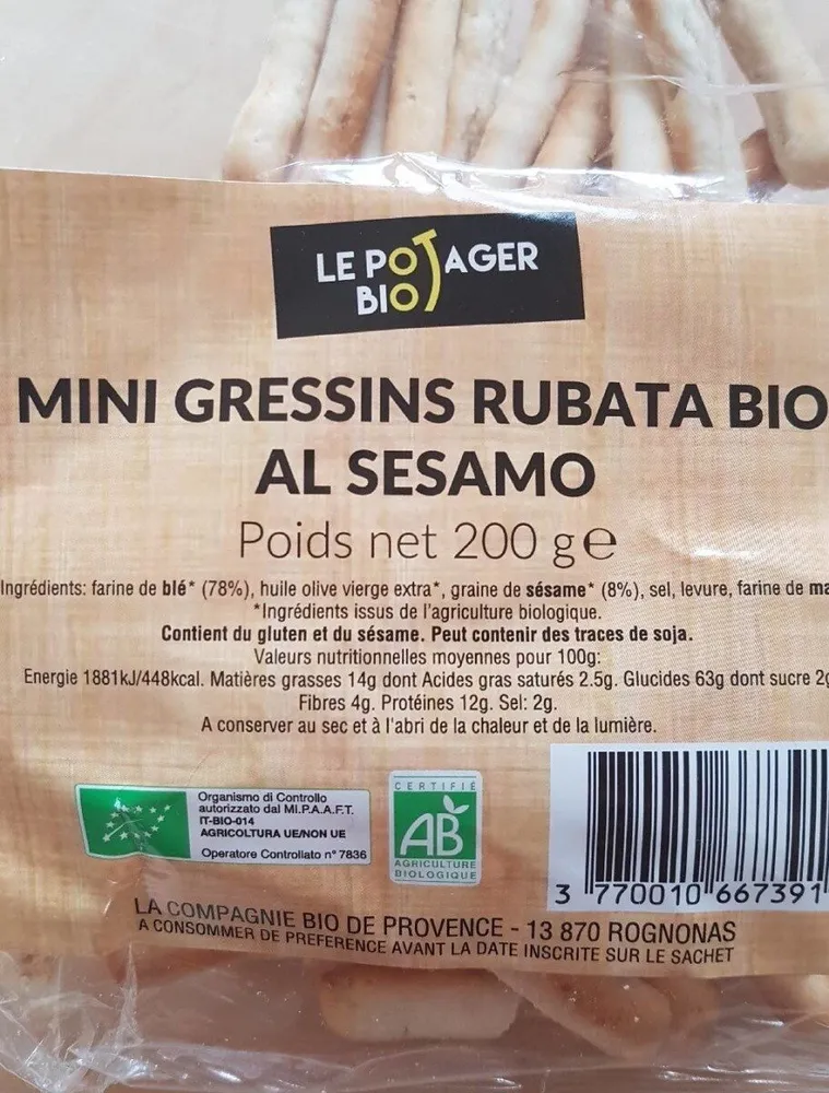 Mini Gressins Rubata Bio al sesamo