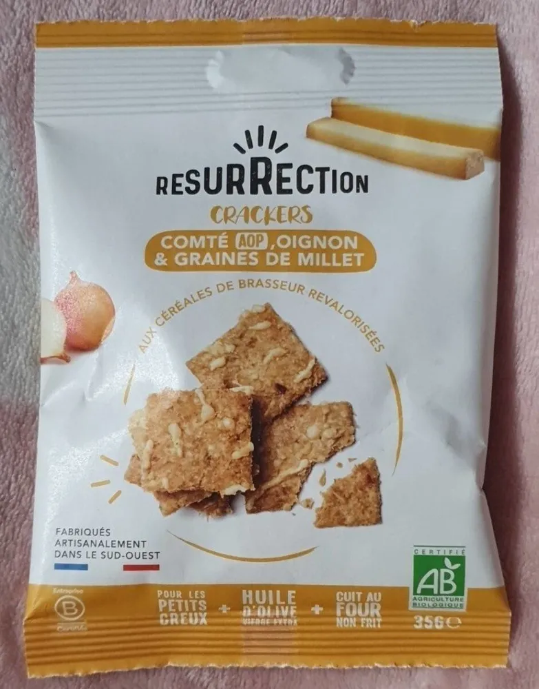 Crackers compté, oignon et graines de millet