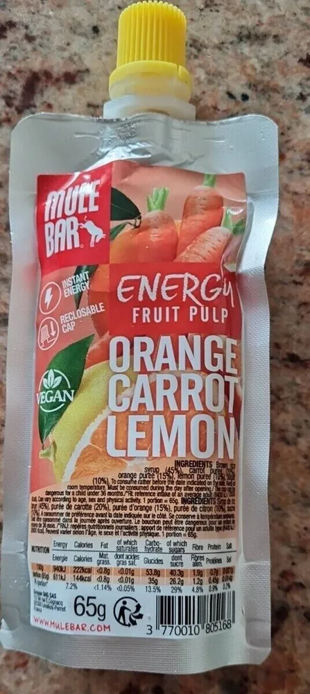 Energy fruit pulp - orange carrot lemon