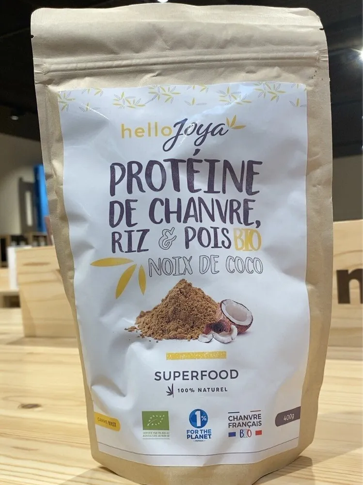 protéine de chanvre riz & pois bio gout noix de coco
