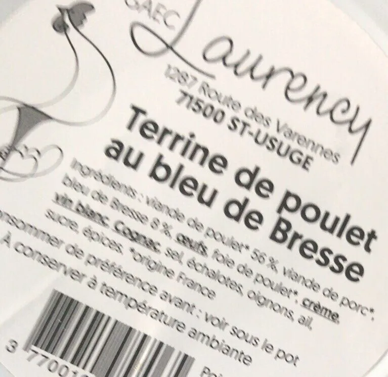 Terrine de poulet au bleu de Bresse