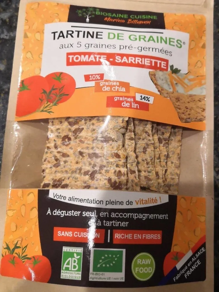 Tartine de graines tomate sarriette