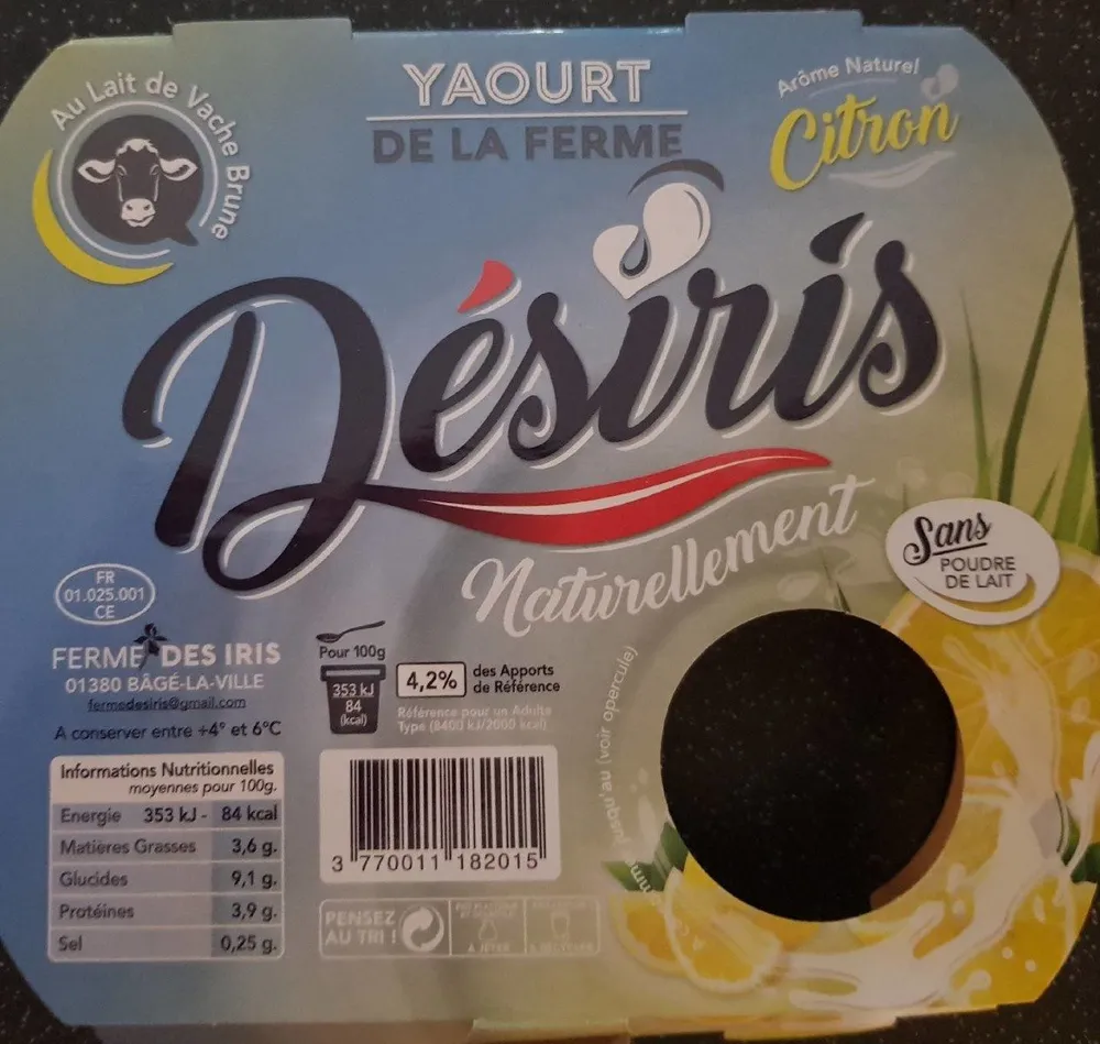 Yaourt aromtisé Citron