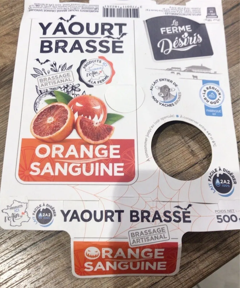Yaourt brassé orange sanguine